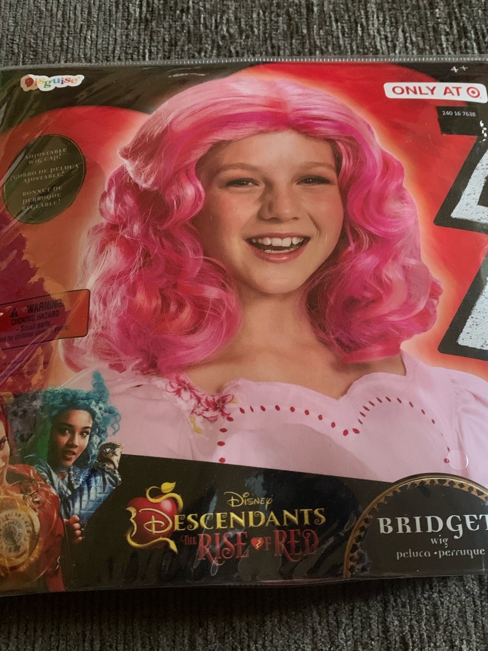 Disney Descendants Bridget Bright Pink Curly Kids Wig